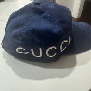 Gucci Navy Hat with White Embroidered Logo